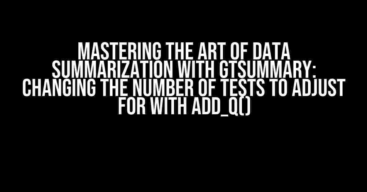 Mastering the Art of Data Summarization with gtsummary: Changing the Number of Tests to Adjust for with add_q()